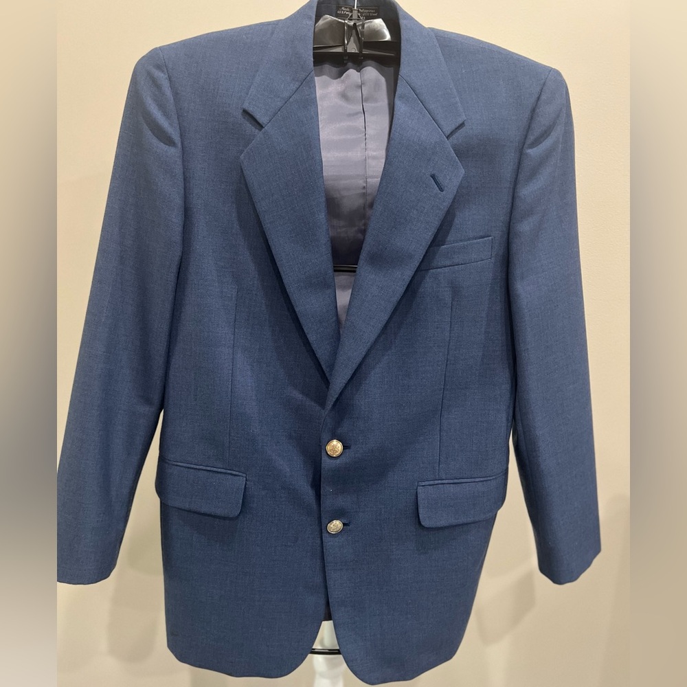 Vtg Enrico Cipriani Mens 42L Steel Blue Single Breasted Blazer Sport Coat Jacket